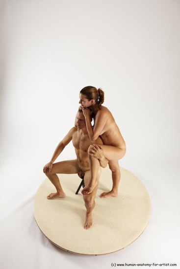 Nude Woman - Man White Sitting poses - simple Slim Short Brown Sitting poses - ALL Multi angles poses Realistic