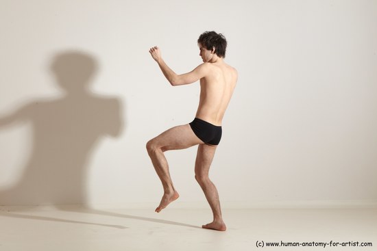 Nude Martial art Man White Standing poses - ALL Slim Short Brown Standing poses - simple Dynamic poses Realistic