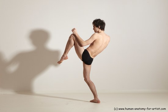 Nude Martial art Man White Standing poses - ALL Slim Short Brown Standing poses - simple Dynamic poses Realistic