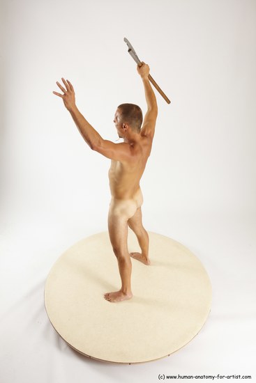 Nude Fighting with axe Man White Standing poses - ALL Slim Short Brown Standing poses - simple Multi angles poses Realistic