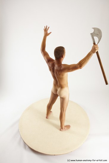 Nude Fighting with axe Man White Standing poses - ALL Slim Short Brown Standing poses - simple Multi angles poses Realistic