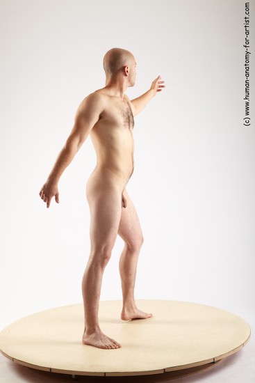 Nude Man White Standing poses - ALL Slim Bald Standing poses - simple Realistic