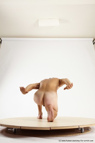 Nude Man White Kneeling poses - ALL Athletic Short Brown Kneeling poses - on one knee Multi angles poses Realistic