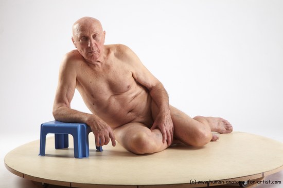 and more Nude Man White Sitting poses - simple Slim Bald Sitting poses - ALL Realistic