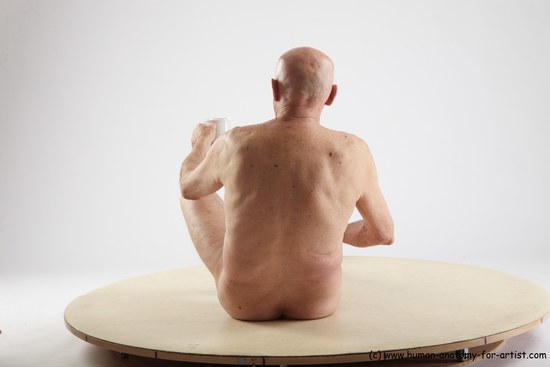 and more Nude Man White Sitting poses - simple Slim Bald Sitting poses - ALL Realistic