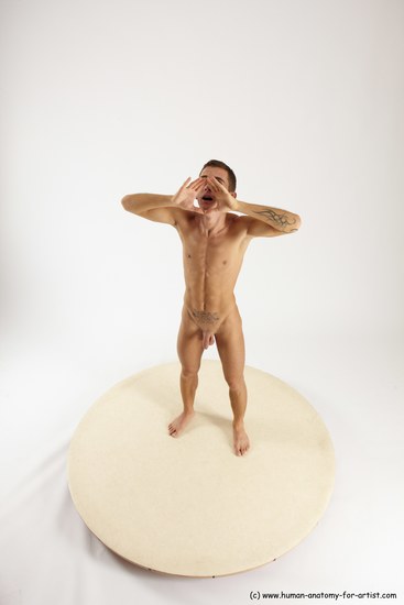 Nude Man White Standing poses - ALL Athletic Short Brown Standing poses - simple Multi angles poses Realistic