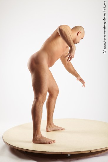 Nude Man White Standing poses - ALL Slim Bald Standing poses - simple Realistic