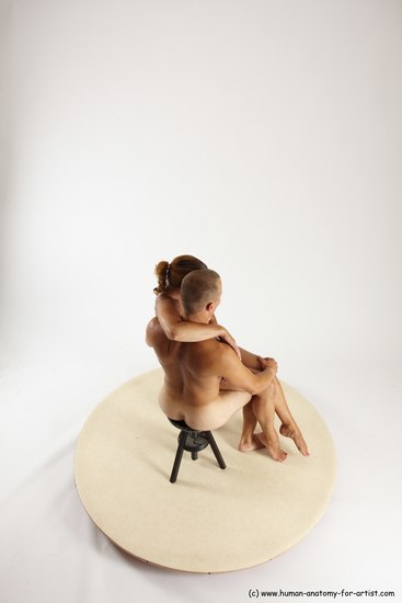 Nude Woman - Man White Sitting poses - simple Slim Short Brown Sitting poses - ALL Multi angles poses Realistic