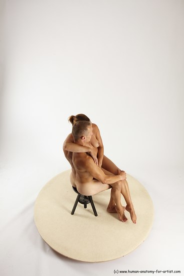 Nude Woman - Man White Sitting poses - simple Slim Short Brown Sitting poses - ALL Multi angles poses Realistic