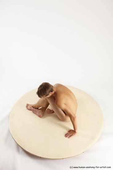 Nude Man White Sitting poses - simple Slim Short Brown Sitting poses - ALL Multi angles poses Realistic