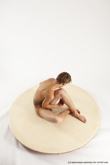 Nude Man White Sitting poses - simple Slim Short Brown Sitting poses - ALL Multi angles poses Realistic