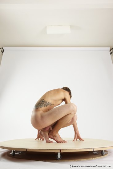 Nude Man White Sitting poses - simple Slim Short Brown Sitting poses - ALL Multi angles poses Realistic