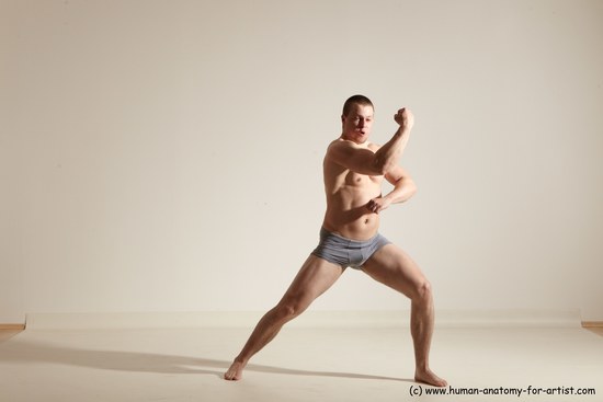 Underwear Martial art Man White Standing poses - ALL Athletic Short Brown Standing poses - simple Dynamic poses Academic