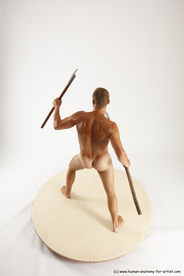 Nude Fighting with axe Man White Standing poses - ALL Slim Short Brown Standing poses - simple Multi angles poses Realistic