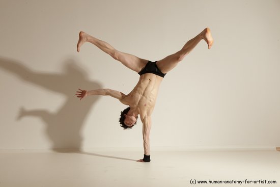 Underwear Gymnastic poses Man White Athletic Short Black Dancing Dynamic poses Academic