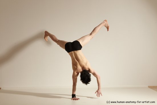 Underwear Gymnastic poses Man White Athletic Short Black Dancing Dynamic poses Academic