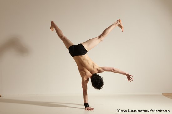 Underwear Gymnastic poses Man White Athletic Short Black Dancing Dynamic poses Academic