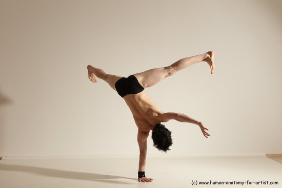 Underwear Gymnastic poses Man White Athletic Short Black Dancing Dynamic poses Academic