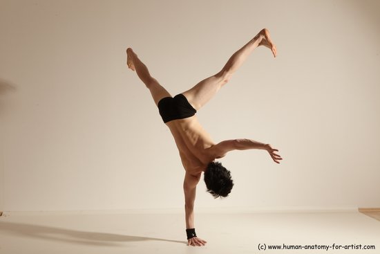 Underwear Gymnastic poses Man White Athletic Short Black Dancing Dynamic poses Academic