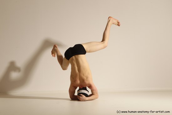 Underwear Gymnastic poses Man White Athletic Short Black Dancing Dynamic poses Academic