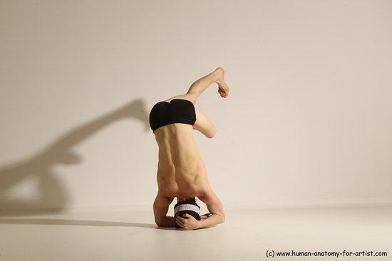 Underwear Gymnastic poses Man White Athletic Short Black Dancing Dynamic poses Academic