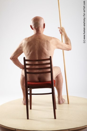 and more Nude Man White Sitting poses - simple Slim Bald Grey Sitting poses - ALL Realistic