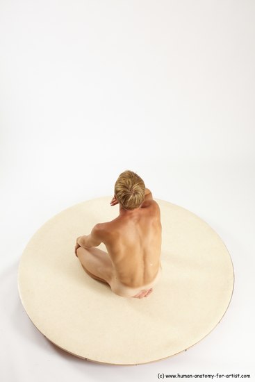 Nude Man White Sitting poses - simple Slim Short Brown Sitting poses - ALL Multi angles poses Realistic