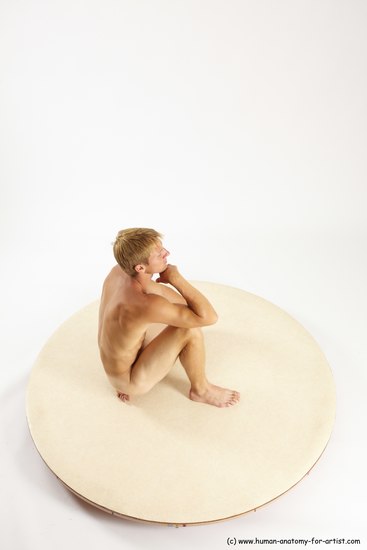 Nude Man White Sitting poses - simple Slim Short Brown Sitting poses - ALL Multi angles poses Realistic