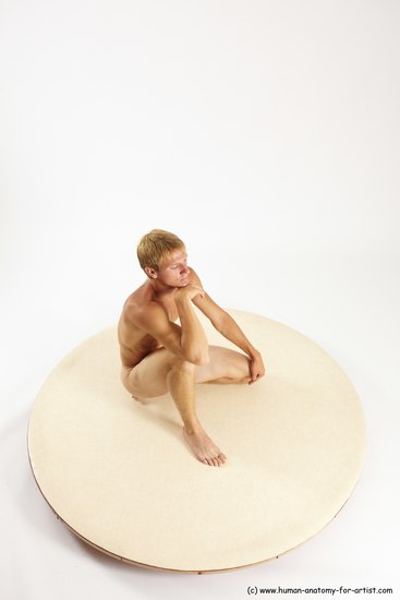 Nude Man White Sitting poses - simple Slim Short Brown Sitting poses - ALL Multi angles poses Realistic