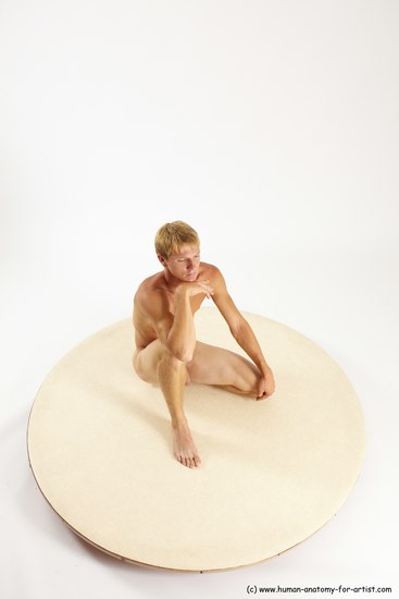 Nude Man White Sitting poses - simple Slim Short Brown Sitting poses - ALL Multi angles poses Realistic