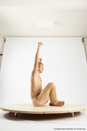 Nude Man White Sitting poses - simple Slim Short Brown Sitting poses - ALL Multi angles poses Realistic