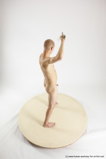 Nude Fighting with sword Man White Standing poses - ALL Slim Bald Standing poses - simple Multi angles poses Realistic