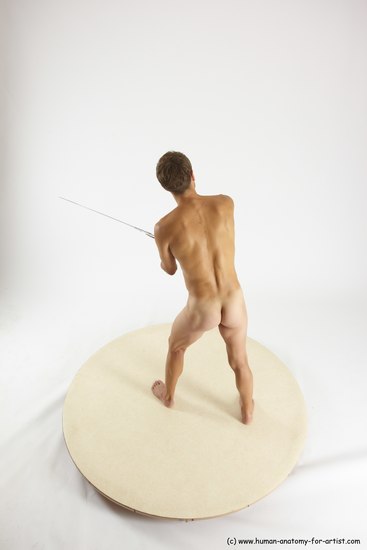 Nude Fighting with sword Man White Standing poses - ALL Athletic Short Brown Standing poses - simple Multi angles poses Realistic