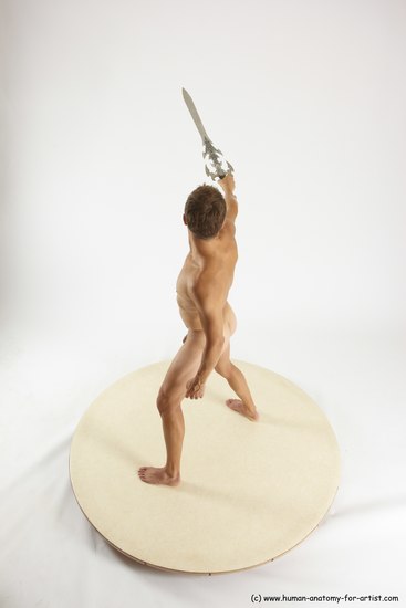 Nude Fighting with sword Man White Standing poses - ALL Athletic Short Brown Standing poses - simple Multi angles poses Realistic