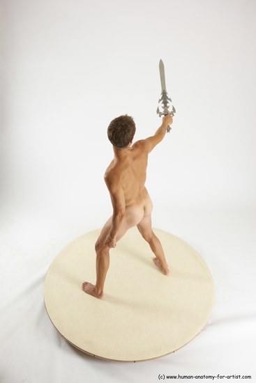 Nude Fighting with sword Man White Standing poses - ALL Athletic Short Brown Standing poses - simple Multi angles poses Realistic