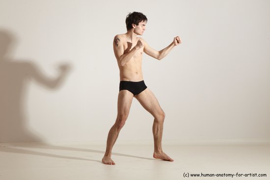 Underwear Martial art Man White Standing poses - ALL Slim Short Brown Standing poses - simple Dynamic poses Academic