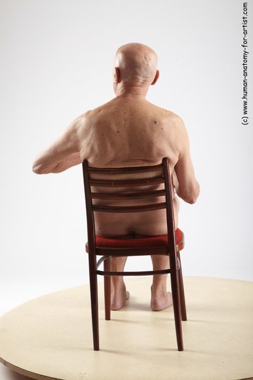 and more Nude Man White Sitting poses - simple Slim Bald Grey Sitting poses - ALL Realistic