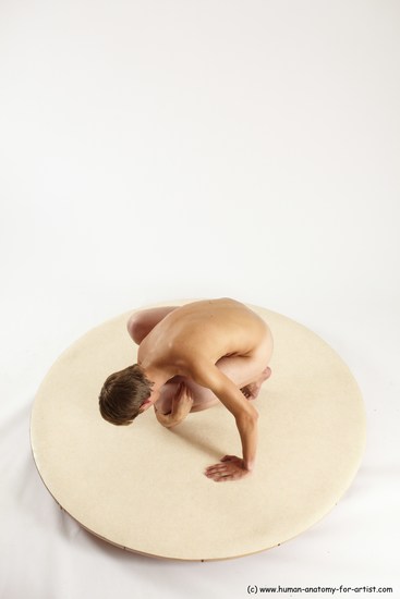 Nude Man White Kneeling poses - ALL Slim Short Brown Kneeling poses - on one knee Multi angles poses Realistic