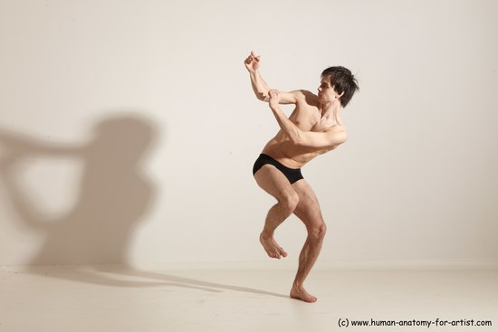 Underwear Martial art Man White Standing poses - ALL Slim Short Brown Standing poses - simple Dynamic poses Academic