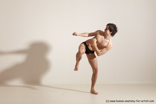 Underwear Martial art Man White Standing poses - ALL Slim Short Brown Standing poses - simple Dynamic poses Academic