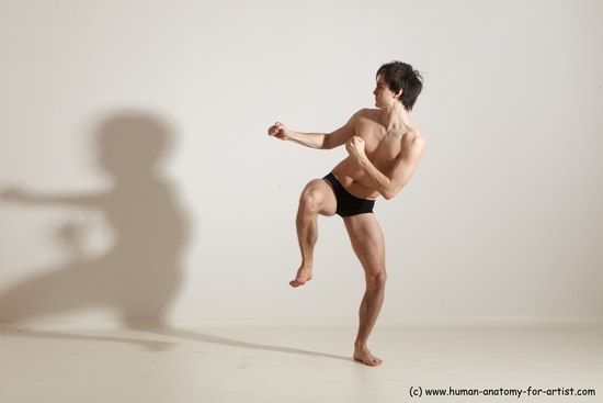 Underwear Martial art Man White Standing poses - ALL Slim Short Brown Standing poses - simple Dynamic poses Academic