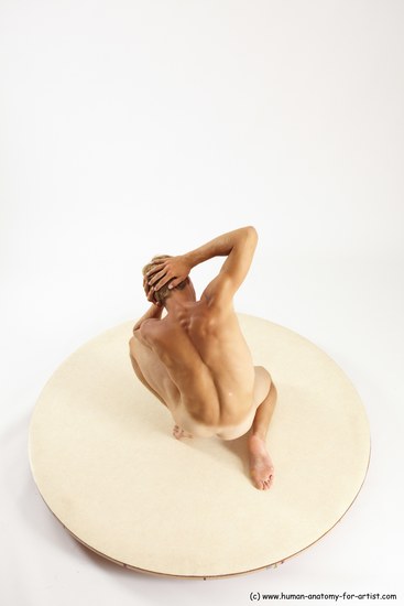 Nude Man White Kneeling poses - ALL Athletic Short Brown Kneeling poses - on one knee Multi angles poses Realistic