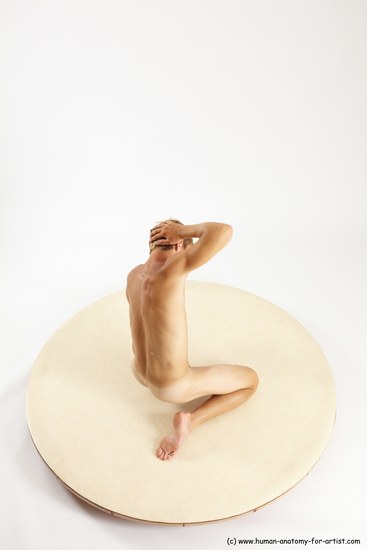 Nude Man White Kneeling poses - ALL Athletic Short Brown Kneeling poses - on one knee Multi angles poses Realistic