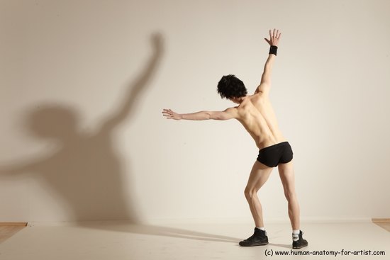 Underwear Gymnastic poses Man White Athletic Short Black Dancing Dynamic poses Academic