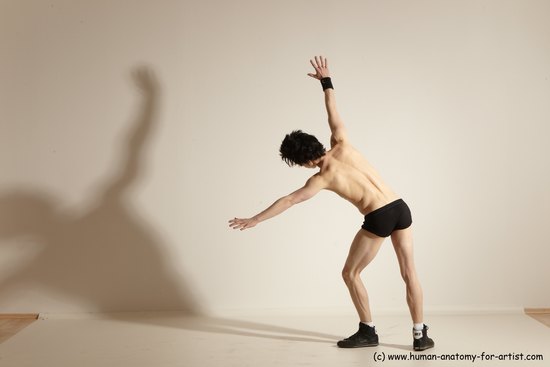 Underwear Gymnastic poses Man White Athletic Short Black Dancing Dynamic poses Academic