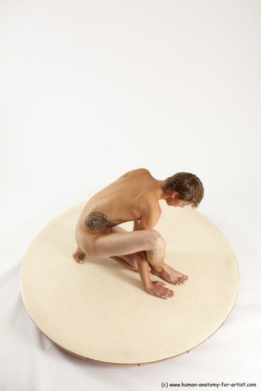 Nude Man White Sitting poses - simple Slim Short Brown Sitting poses - ALL Multi angles poses Realistic