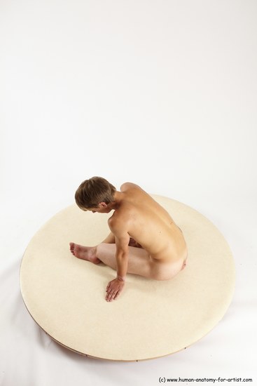 Nude Man White Sitting poses - simple Slim Short Brown Sitting poses - ALL Multi angles poses Realistic