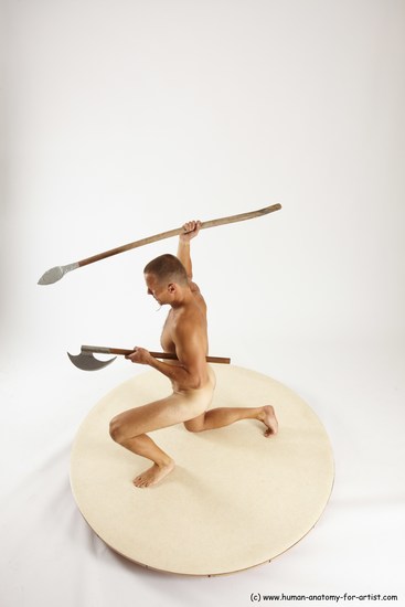 Nude Fighting with axe Man White Standing poses - ALL Slim Short Brown Standing poses - simple Multi angles poses Realistic