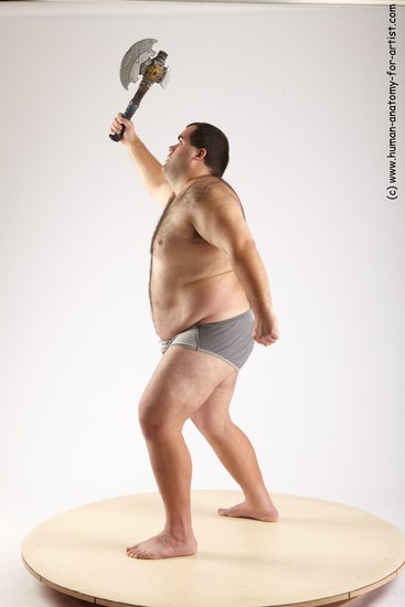 Underwear Fighting with axe Man White Standing poses - ALL Overweight Short Black Standing poses - simple Academic