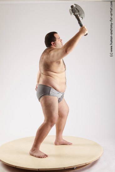 Underwear Fighting with axe Man White Standing poses - ALL Overweight Short Black Standing poses - simple Academic